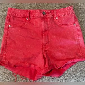 High waisted red jean shorts !